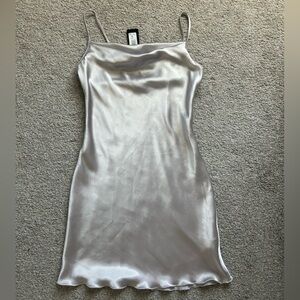 BEBE Silver Satin Dress